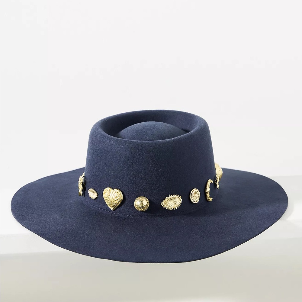 Lack of Color Cosmic Heart Boater Hat Black Small NWT Celestial Festival Boho - Picture 8 of 10